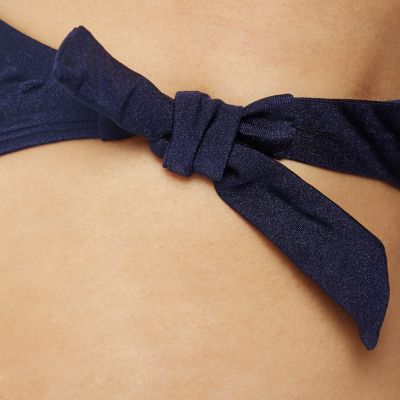 Navy blue tie side string bikini bottoms
